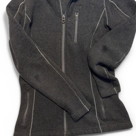 KUHL Women's XS Revive Fleece Hoodie Full Zip Black Grey Thumb Hole Warmup - Picture 2 of 8